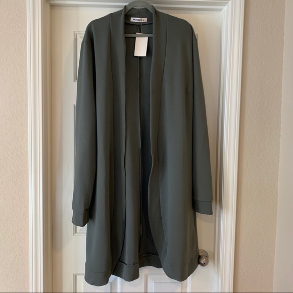 NEW 3X Green Gray Long Stretch Cardigan Jacket - Picture 5 of 9
